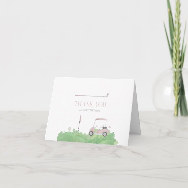 Carte De Remerciements Fête d'anniversaire de golf Pink let’s par tee  (Devant)