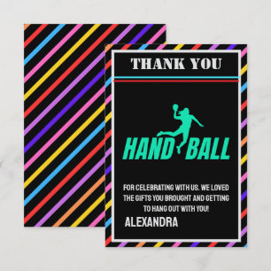 Carte De Remerciements Fête d'anniversaire de handball, joueuse de handba