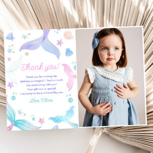 Carte De Remerciements Fête d'anniversaire de la fille Mermaid