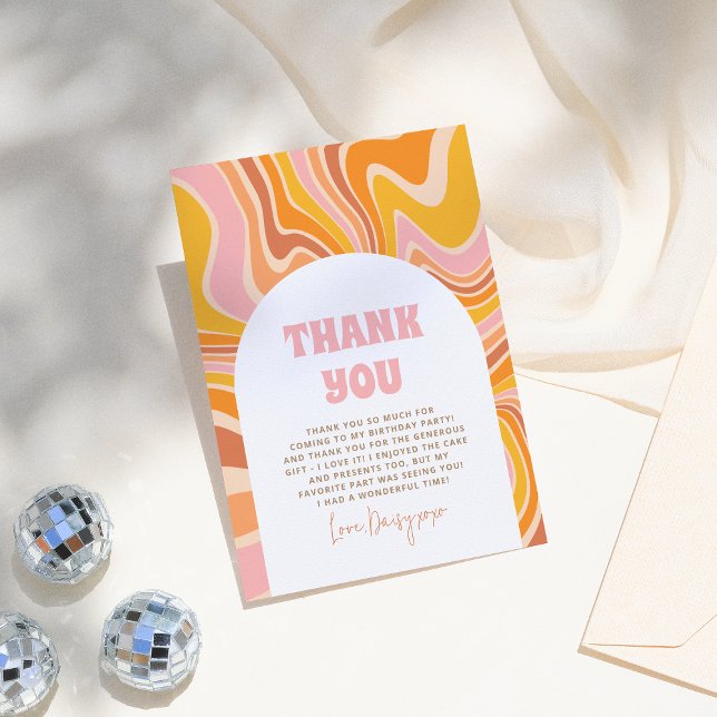 Carte De Remerciements Fête d'anniversaire de la fille rose Super (Créateur téléchargé)
