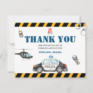 Carte De Remerciements Fête d'anniversaire de la police de l'enfant
