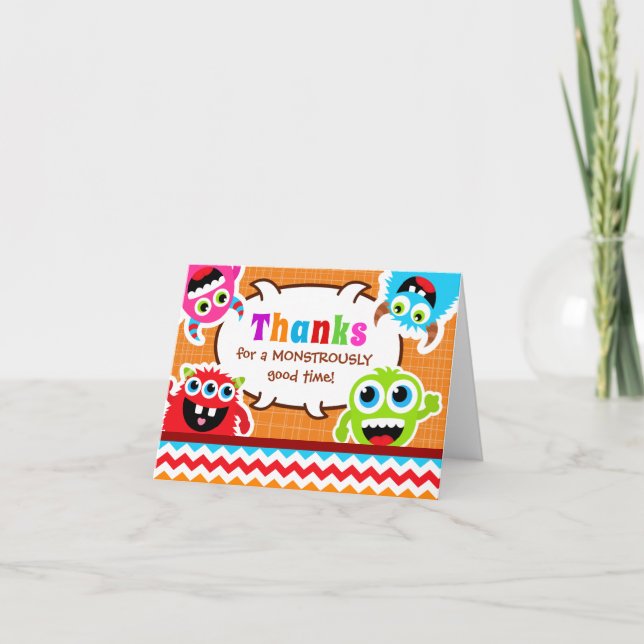 Carte De Remerciements Fête d'anniversaire de Monster Bash (Devant)
