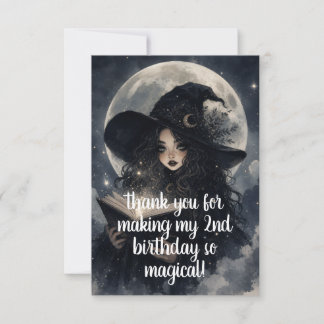 Carte De Remerciements fête d'anniversaire de sorcière pour les 2 ans ||