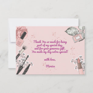 Carte De Remerciements Fête d'anniversaire de spa de beauté fille poussié