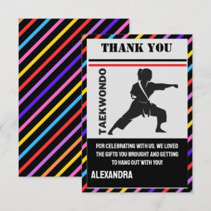 Carte De Remerciements Fête d'anniversaire de Taekwondo, Joueuse de Taekw