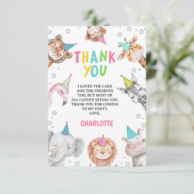 Carte De Remerciements Fête d'anniversaire des animaux de compagnie de sa (Debout devant)