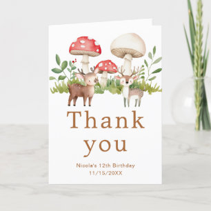Carte De Remerciements Fête d'anniversaire des cerfs de Woodland