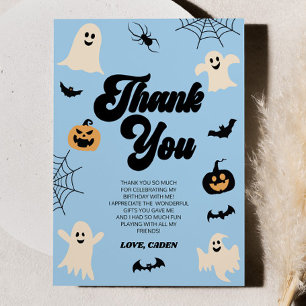 Carte De Remerciements Fête d'anniversaire d'Halloween avec des fantômes 