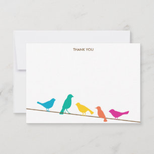 Carte De Remerciements Fête d'anniversaire d'oiseaux colorés