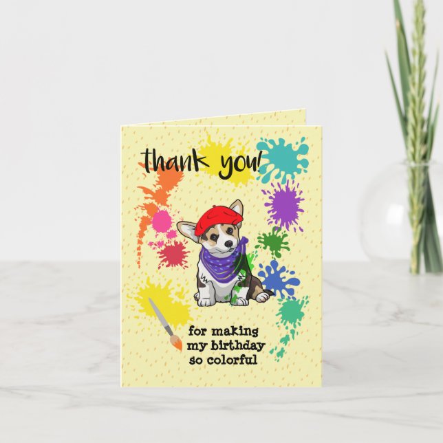 Carte De Remerciements Fête d'anniversaire du Cute Corgi Dog     (Devant)