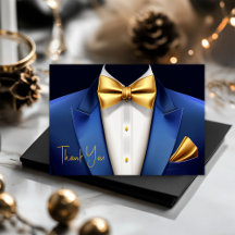 Fête d'anniversaire en smoking bleu et or pour hom