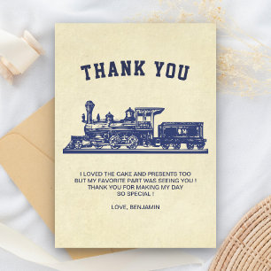 Carte De Remerciements Fête d'anniversaire enfant Train Rétro Vintage