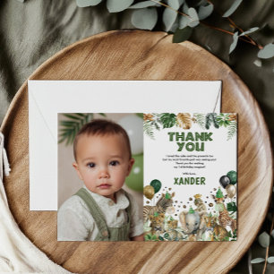 Carte De Remerciements Fête d'Anniversaire Garçon Animaux de Safari Jungl