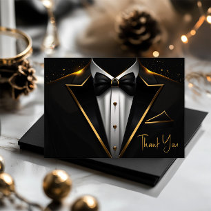 Carte De Remerciements Fête d'anniversaire homme en noir et or