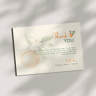 Carte De Remerciements Fête d'anniversaire Little Cutie Orange Citrus