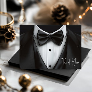 Carte De Remerciements Fête d'anniversaire Mens Black White Tuxedo