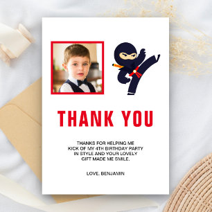 Carte De Remerciements Fête d'anniversaire photo Ninja Warrior Kids