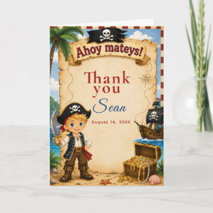 Carte De Remerciements Fête d'anniversaire pirate