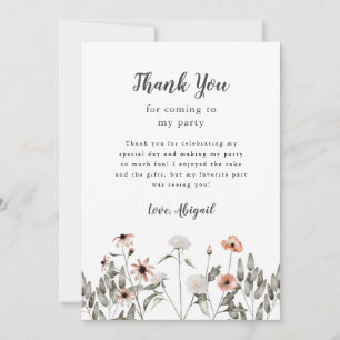 Carte De Remerciements Fête d'anniversaire rose fleur sauvage