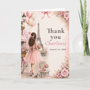 Carte De Remerciements Fête d'anniversaire Rose Paris