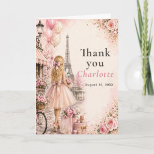 Carte De Remerciements Fête d'anniversaire Rose Paris