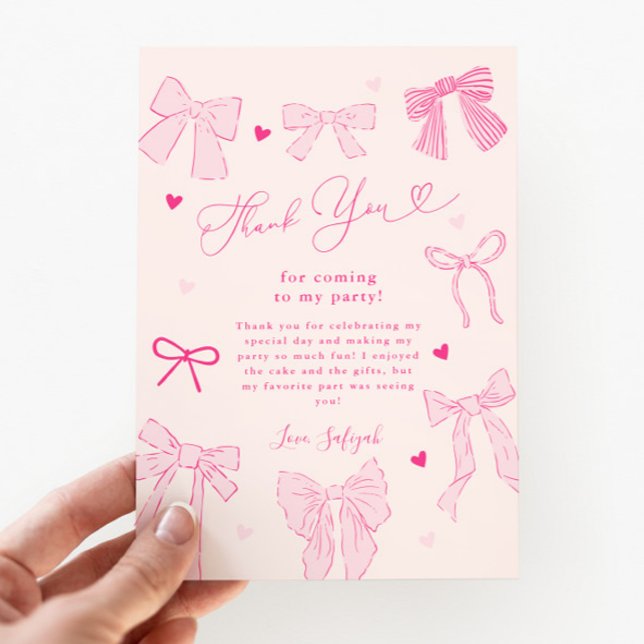 Carte De Remerciements Fête d'anniversaire Shabby Chic avec ruban rose (Créateur téléchargé)