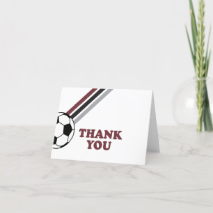 Carte De Remerciements Fête d'anniversaire Soccer Marron Rayures Let's Ki