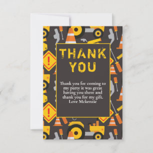 Carte De Remerciements Fête d'anniversaire sur le thème des constructions