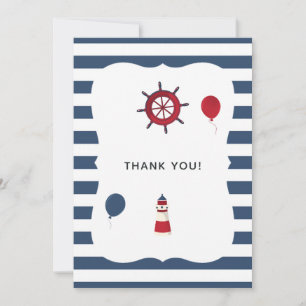 Carte De Remerciements Fête d'anniversaire sur le thème nautique