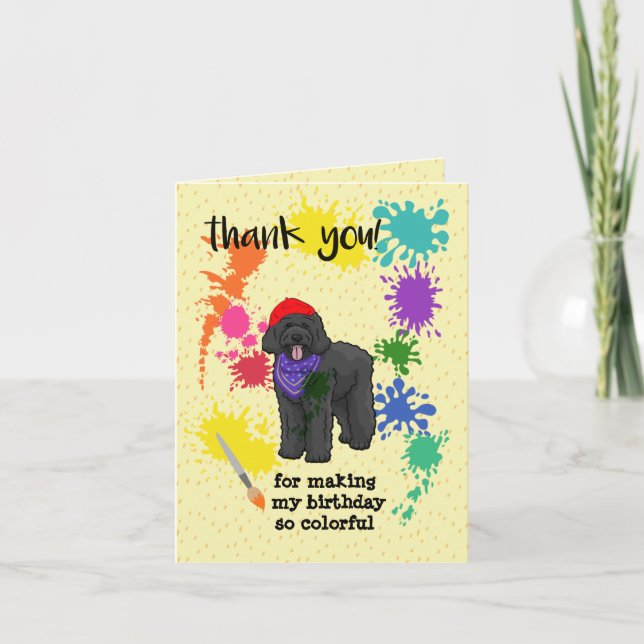 Carte De Remerciements Fête d'anniversaire thème artistique amusant avec  (Devant)