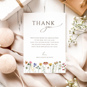 Carte De Remerciements Fête d'Anniversaire Verticale Fleur sauvage Plat c