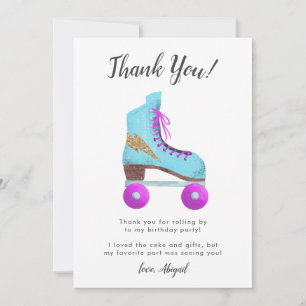Carte De Remerciements Fête d'anniversaire Vintage Roller Skate