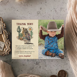 Carte De Remerciements Fête d'anniversaire Wild West Cowboy