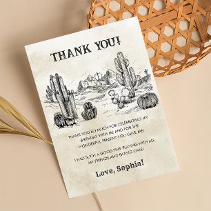 Carte De Remerciements Fête d'anniversaire Wild West Cowboy