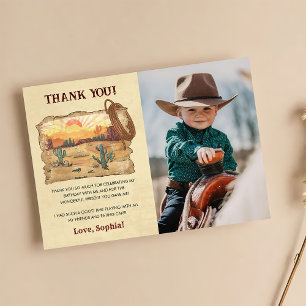 Carte De Remerciements Fête d'anniversaire Wild West Cowboy