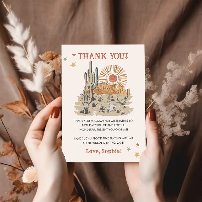 Carte De Remerciements Fête d'anniversaire Wild West Cowboy (Créateur téléchargé)