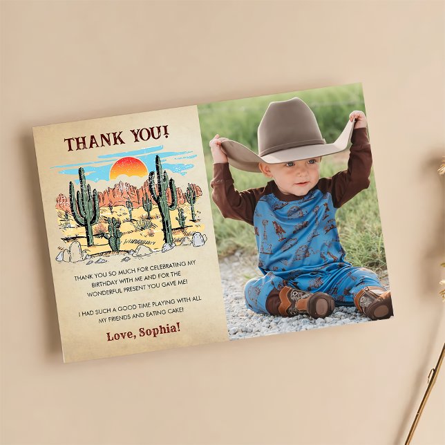Carte De Remerciements Fête d'anniversaire Wild West Cowboy (Créateur téléchargé)