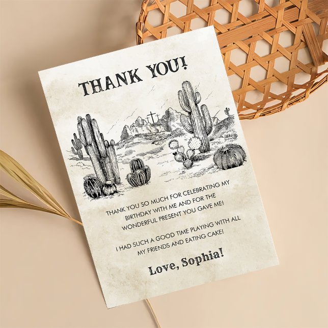 Carte De Remerciements Fête d'anniversaire Wild West Cowboy (Créateur téléchargé)