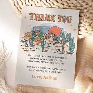 Carte De Remerciements Fête d'anniversaire Wild West Cowboy