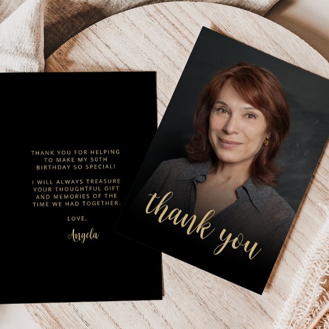 Carte De Remerciements Fête de 50e anniversaire avec photo personnalisée (Créateur téléchargé)