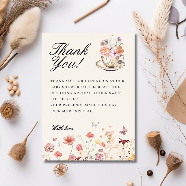 Carte De Remerciements Fête de baby shower sur le thème de la tea party " (Créateur téléchargé)