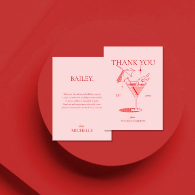 Carte De Remerciements Fête de Bachelorette Cocktail Rétro (Créateur téléchargé)