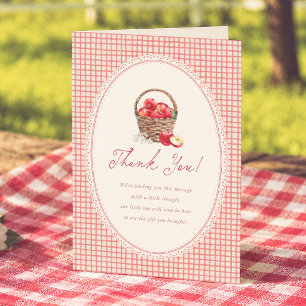 Carte De Remerciements Fête de Bébé à Carreaux Rouges Apple Of Our Eye