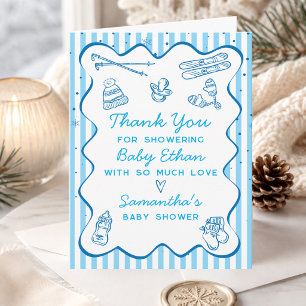 Carte De Remerciements Fête de Bébé Après Ski Garçon Baby Shower Dessinée