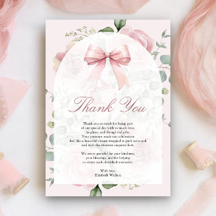 Carte De Remerciements Fête de bébé Arc à ruban Coquette Florale Rose Blu