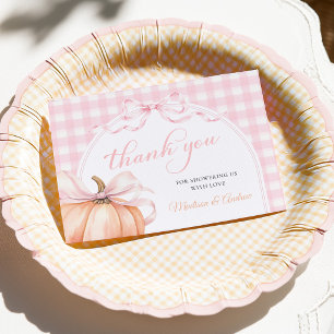 Carte De Remerciements Fête de Bébé Arc-en-ciel Coquette Citrouille Rose