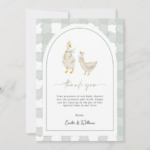 Carte De Remerciements Fête de bébé Canard Silly Genre Neutre Gingham