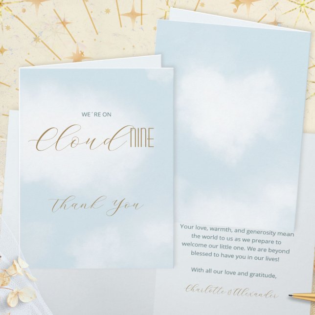 Carte De Remerciements Fête de bébé Cloud 9 Bleu Céleste (Cloud 9 Celestial Blue Baby Shower Thank You Card ©Susanne Sachers - Sunny Mind 🌞)
