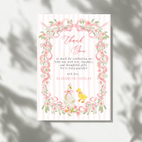 Fête de bébé de l'oie florale avec un nœud rose