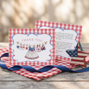 Carte De Remerciements Fête de bébé fille tout américaine